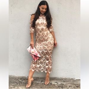 Pink sequin and fringe dress size small